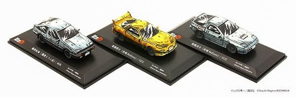 Initial D - Fujiwara Takumi - Takahashi Keisuke - Takahashi Ryosuke - Manga Style Painting 3 Car Set - 1/64